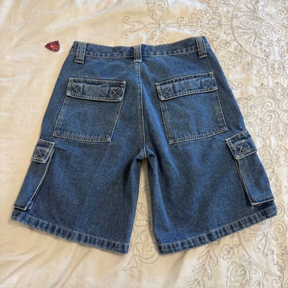 Vintage Y2K Purple Heart Cargo Carpenter Denim Shorts Women's Size 7/8 Blue - Picture 2 of 10